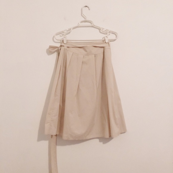 Theory wrap skirt bow small white peach tan 4 SK - Picture 4 of 5